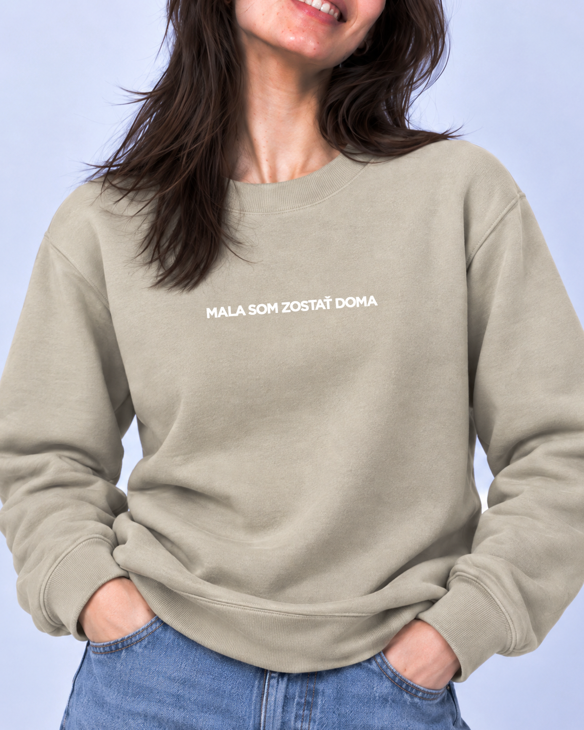Mala som zostať doma unisex mikina šedá