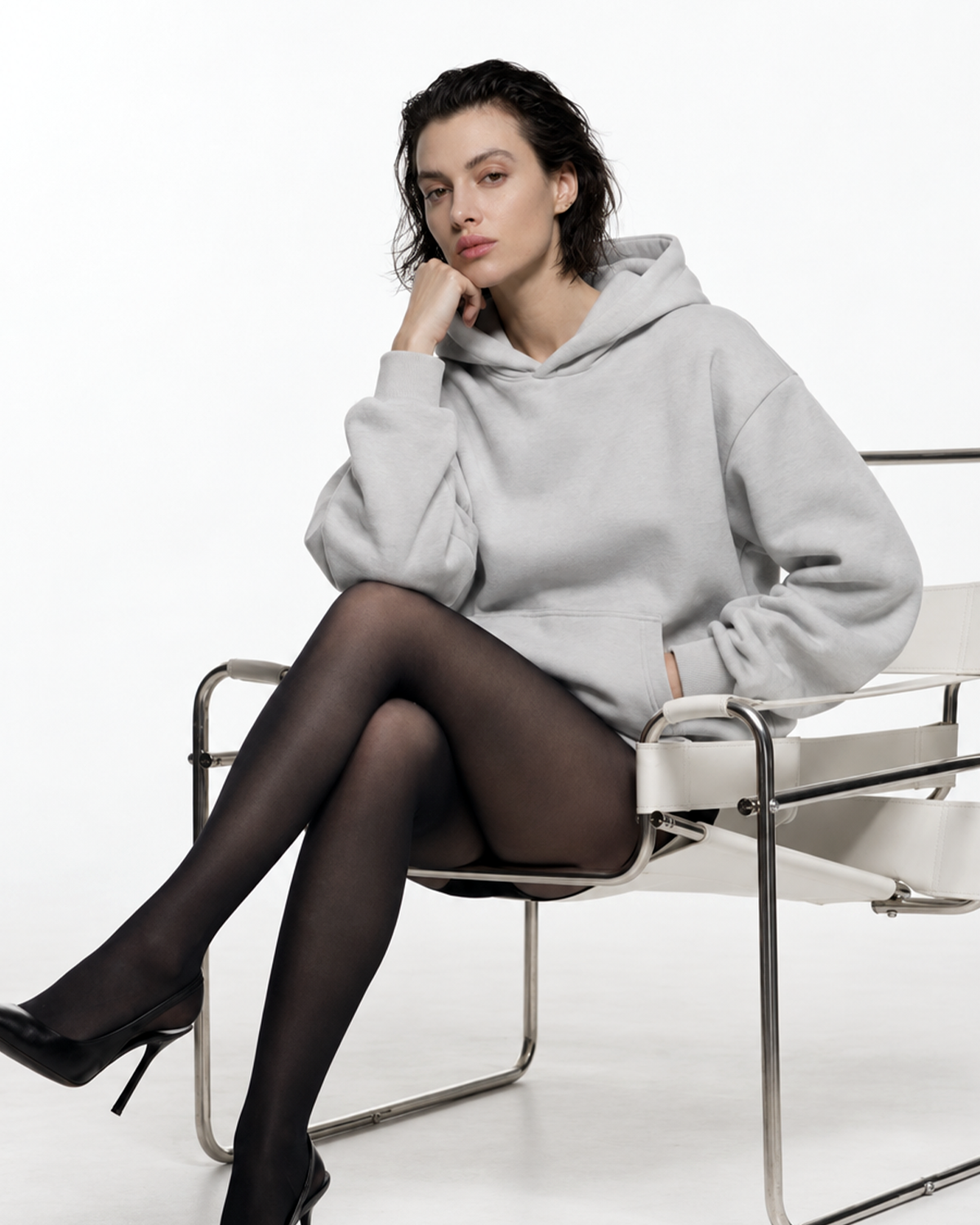 Basics mikina s kapucňou unisex šedá
